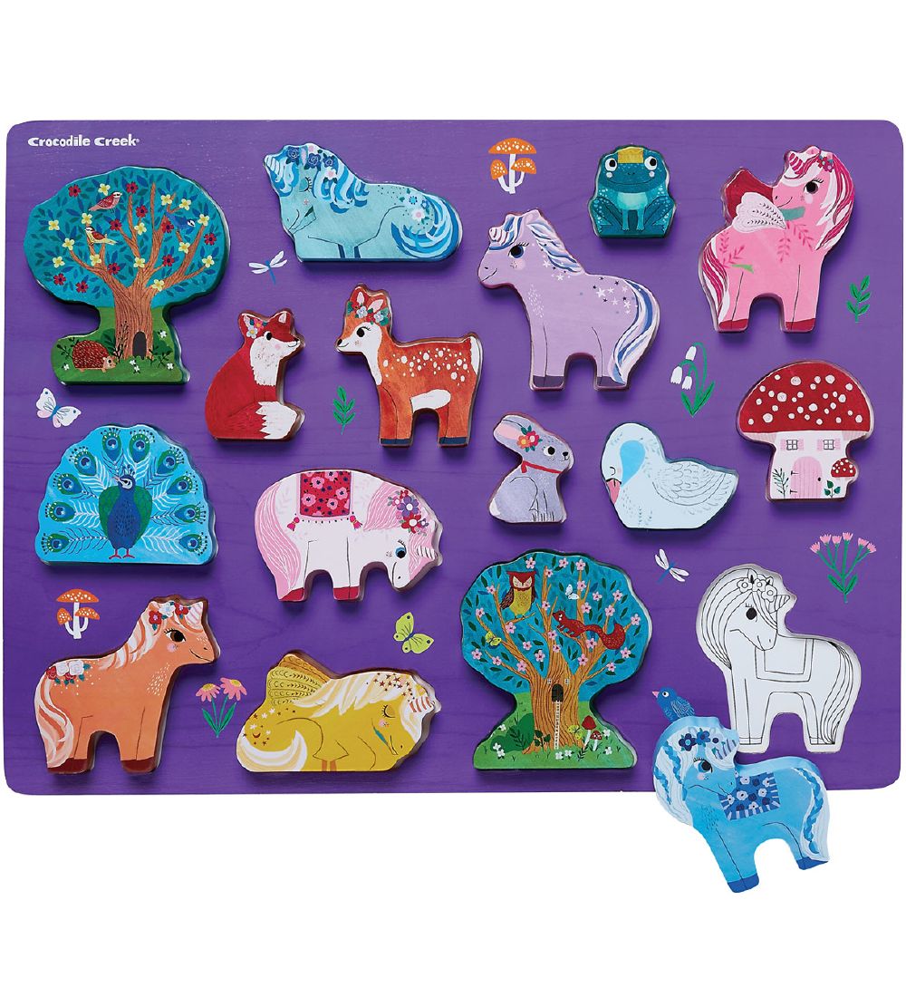 Crocodile Creek Puzzle - Wood - 16 Bricks - Unicorn Garden