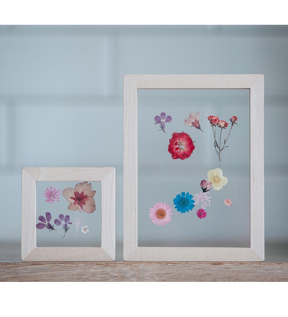 MaMaMeMo Bildram - 2-pack - Pressade Blommor - Trä