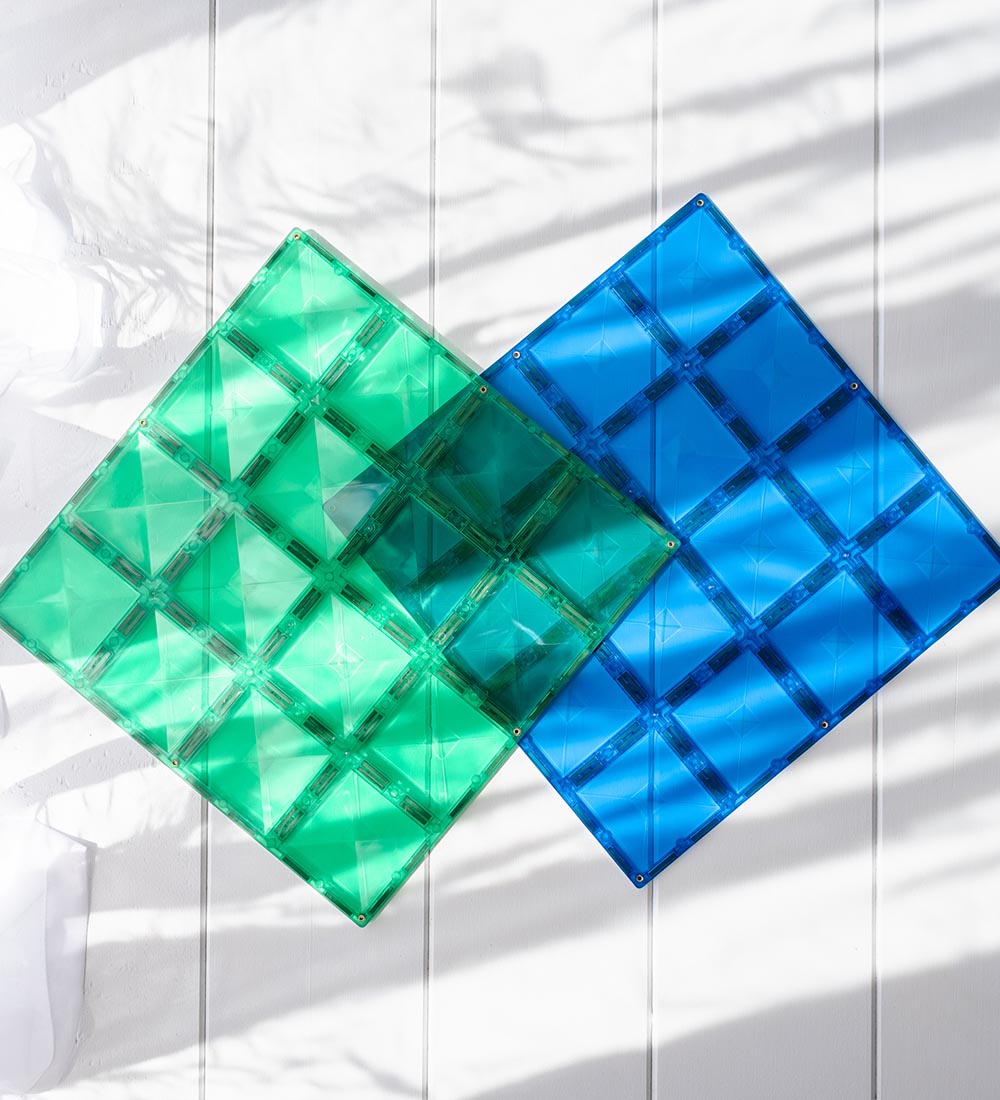 Connetix Magnetic Plates - 2 Parts - Blue/Green