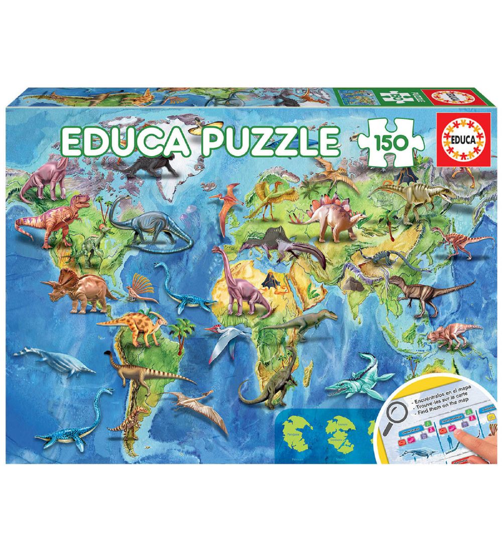Educa Puzzle Game - 150 Bricks - Dinosaurs World Map