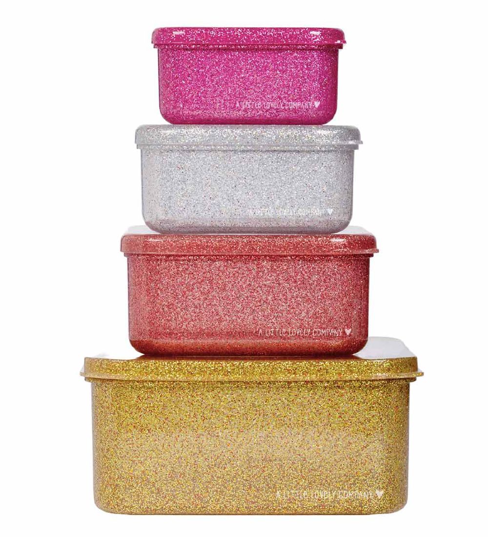 A Little Lovely Company Lunchbox - 4 pcs - Gold Blush w. Glitter