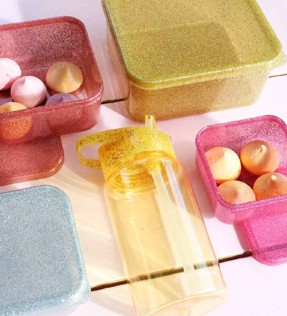 A Little Lovely Company Lunchbox - 4 pcs - Gold Blush w. Glitter
