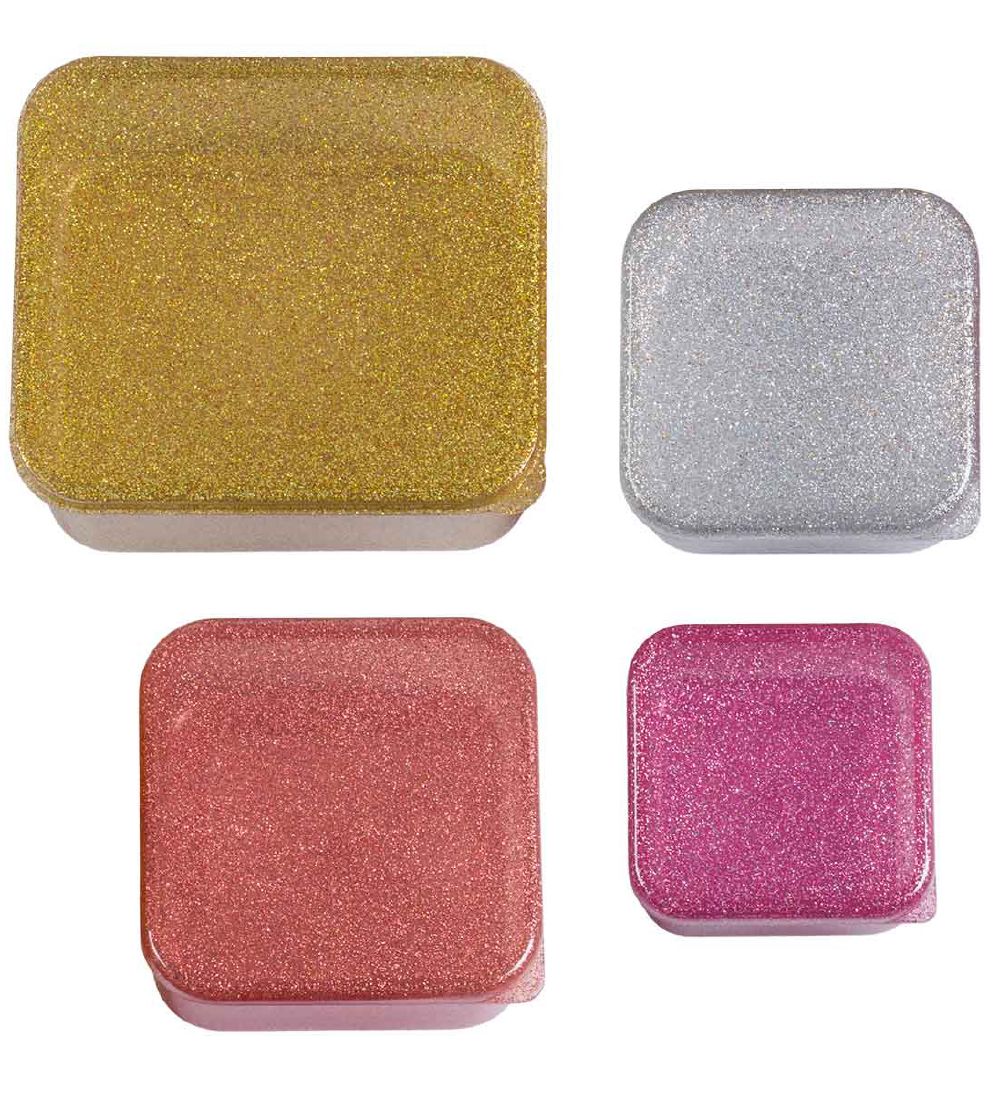 A Little Lovely Company Lunchbox - 4 pcs - Gold Blush w. Glitter