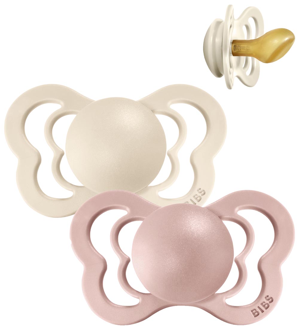 BIBS Couture Pacifiers - Size 1 - 2-Pack - Anatomical - Ivory/Bl