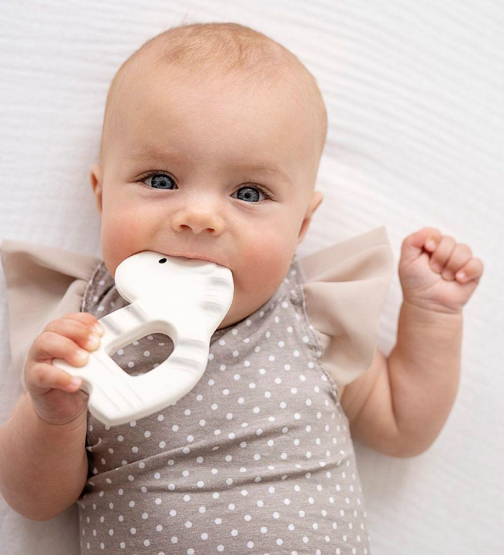 Tikiri Teether - Natural Rubber - Zebra - White