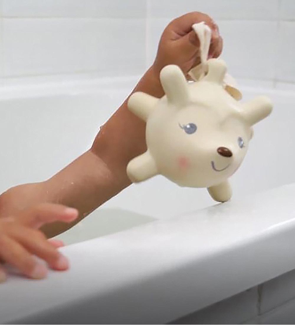 Tikiri Rattle Toy - Natural rubber - Hedgehog - Beige