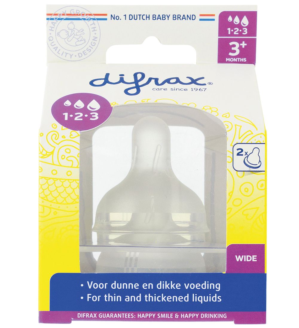 Tétine de biberon Difrax - 2 Pack - 1-2-3 Variflow - Large