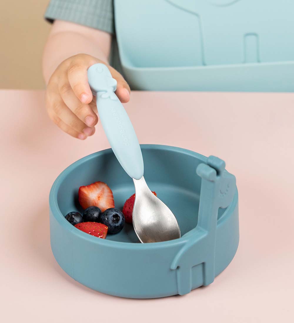 Done by Deer Dinner Set - Silicone - 3 Parts - Peekaboo - Blue