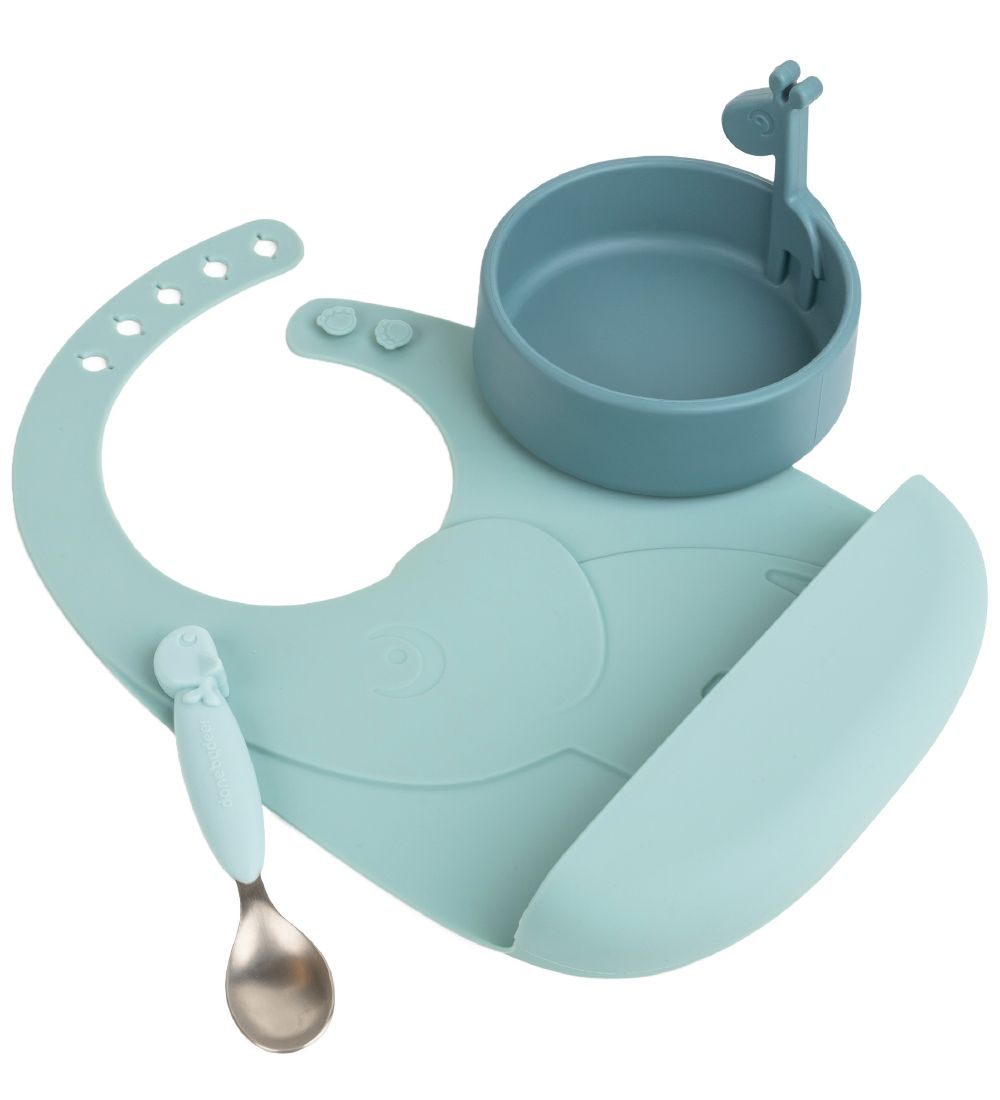 Done by Deer Dinner Set - Silicone - 3 Parts - Peekaboo - Blue