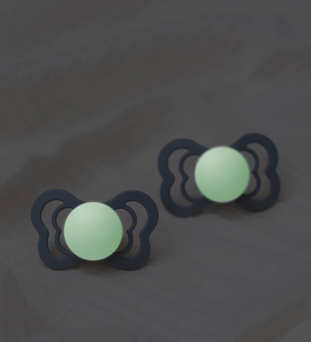 BIBS Couture Glowing Pacifiers - Size 2 - 2-Pack - Anatomical -