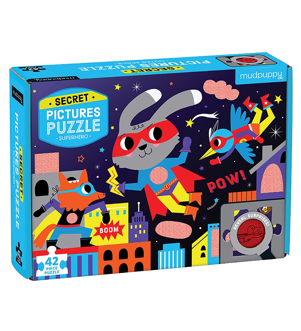 Mudpuppy Puzzle Game - 42 Bricks w. Secrets - Superhero
