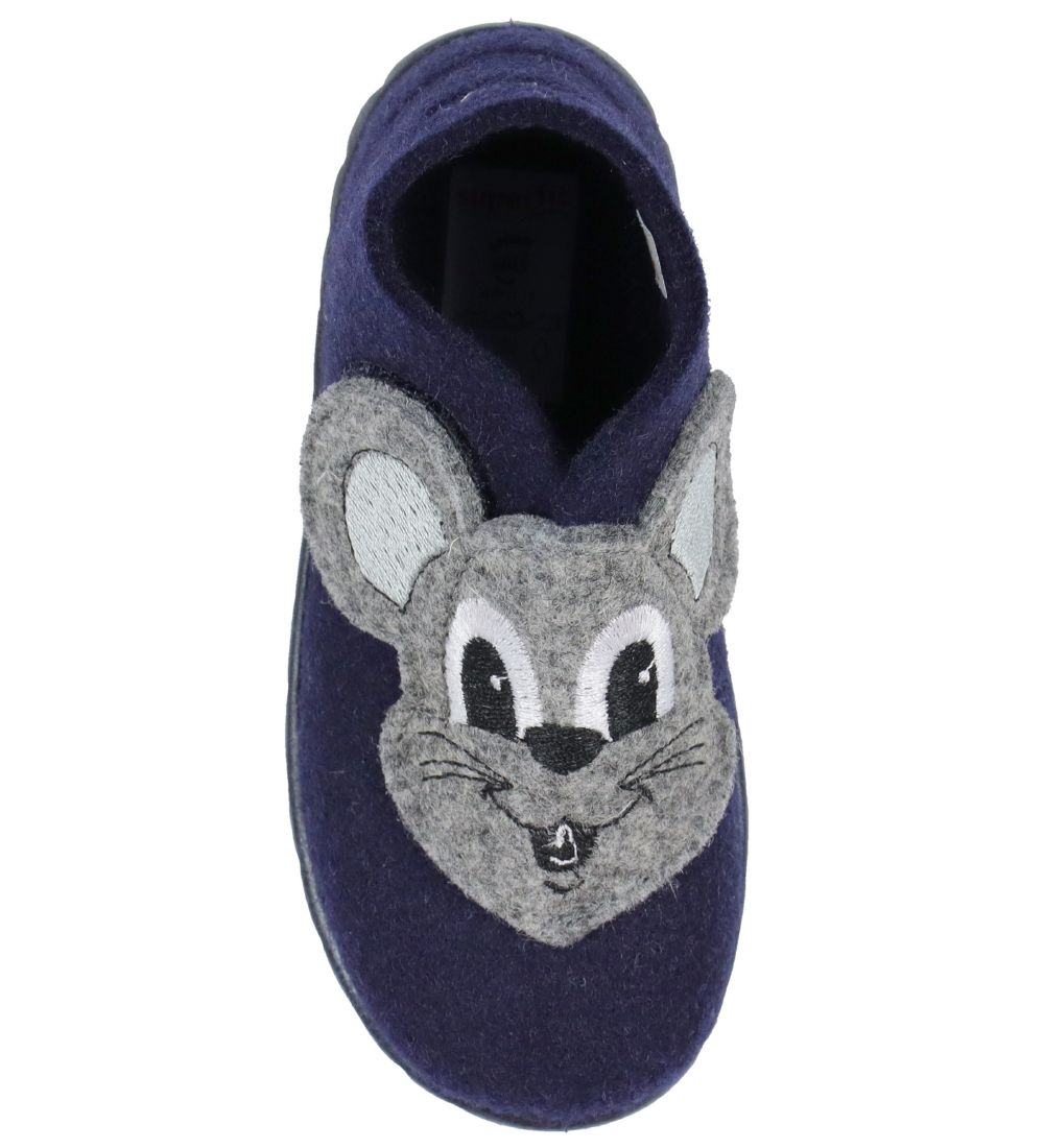 Superfit Slippers - Wool - Dark Blue w. Mouse