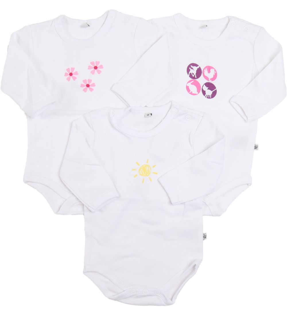 Pippi Body L/æ - 1 st. - Gemischt - Weiß m. Mädchen Print