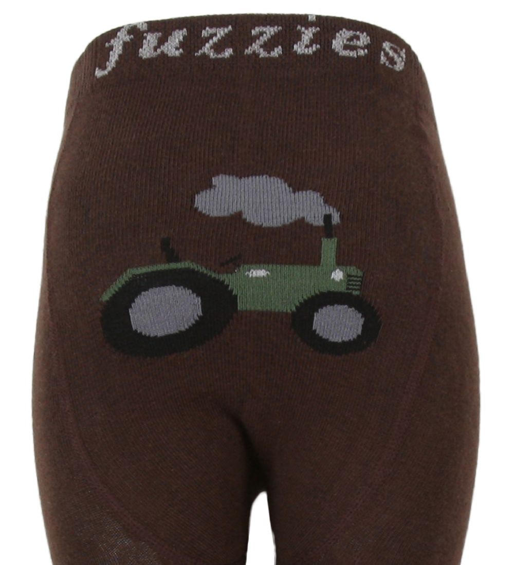 Fuzzies Tights - Brown w. Tractor