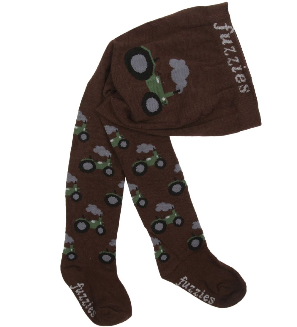 Fuzzies Tights - Brown w. Tractor