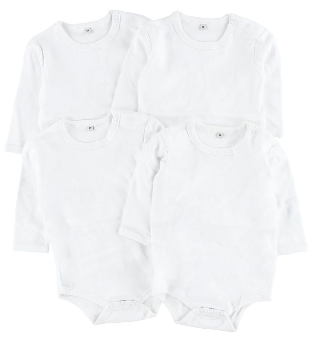 Pippi Baby Bodysuit - 4-Pack - L/S - White