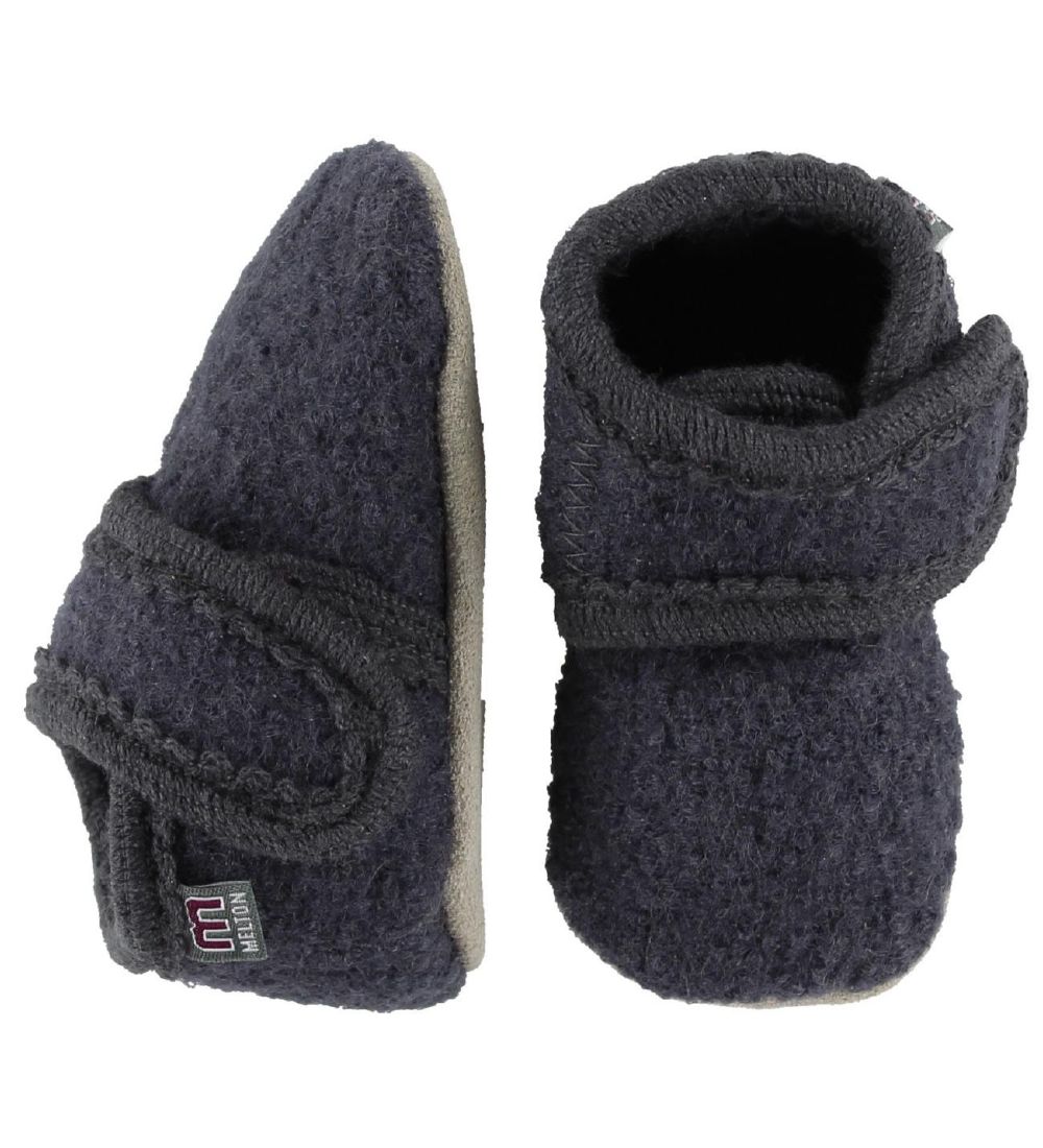 Melton Slippers - Wool - Dark Grey Melange