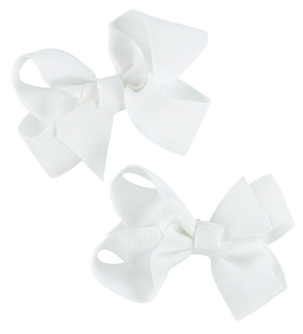 By Stær Bow Hair Clip - 2-Pack - 8 cm - White