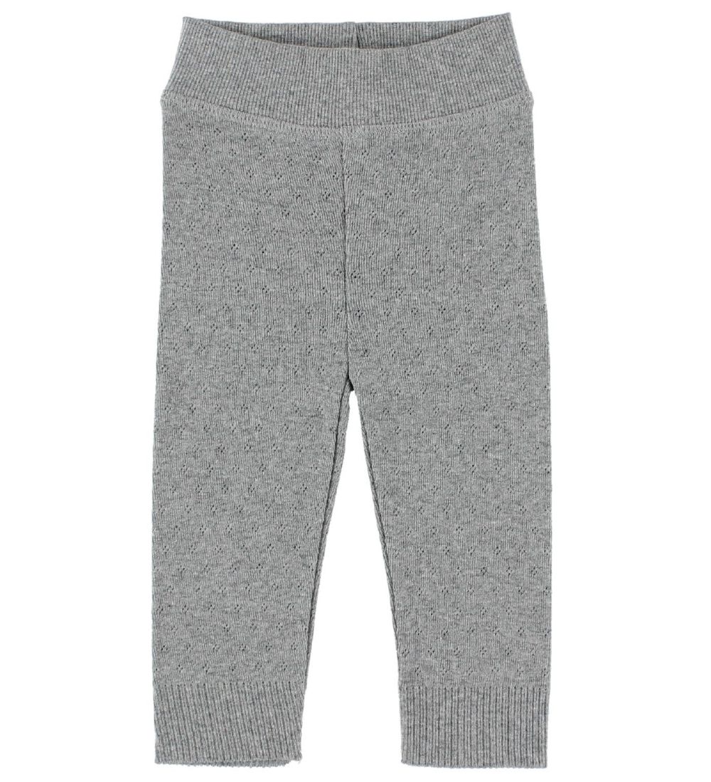 Noa Noa miniature Leggings - Grey Melange w. Pointelle