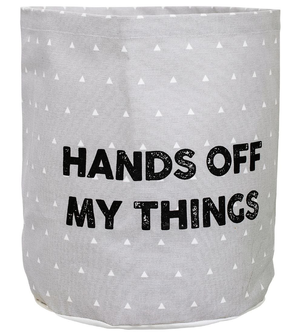 Bloomingville Storage Bag - 40 cm - Light Grey w. Text