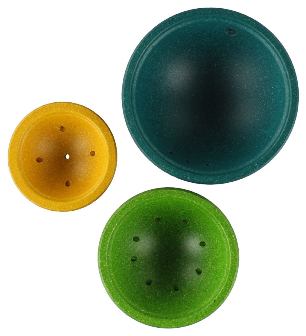 PlanToys Fountain Bowl Set - 3 pcs - Petrol/Light Green/Yellow
