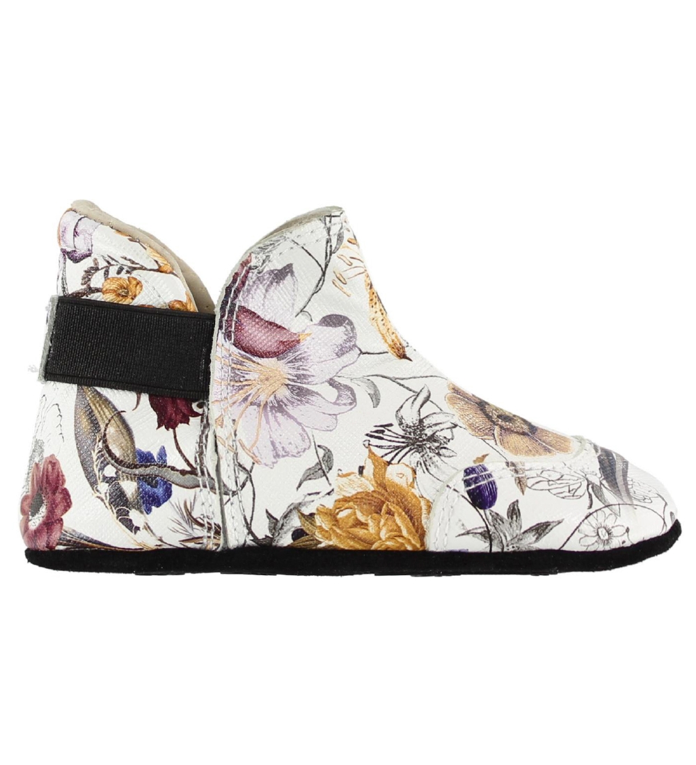 Fuzzies Soft Sole Leather Shoes - Sia - White/Flowers