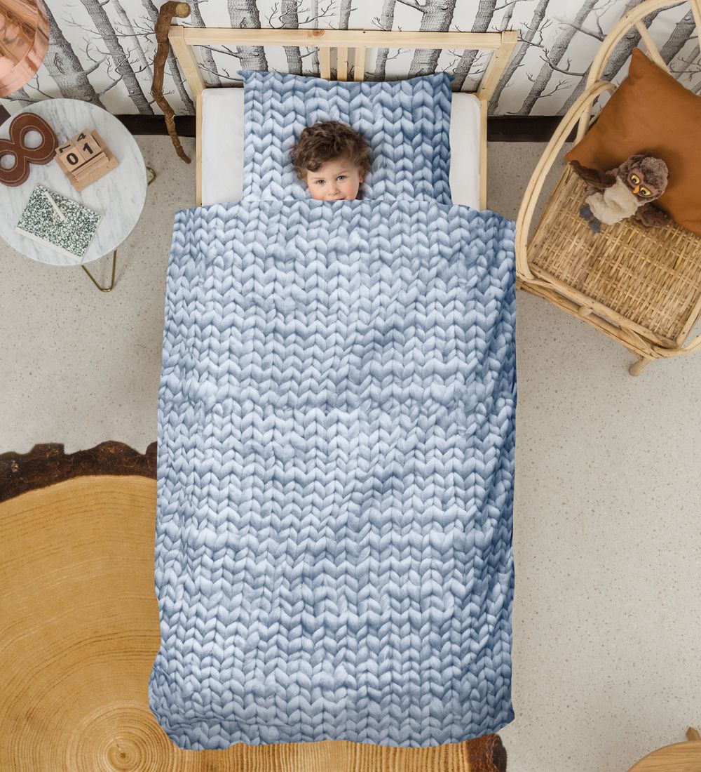 Snurk Duvet Cover - Junior - Blue Knitted Print