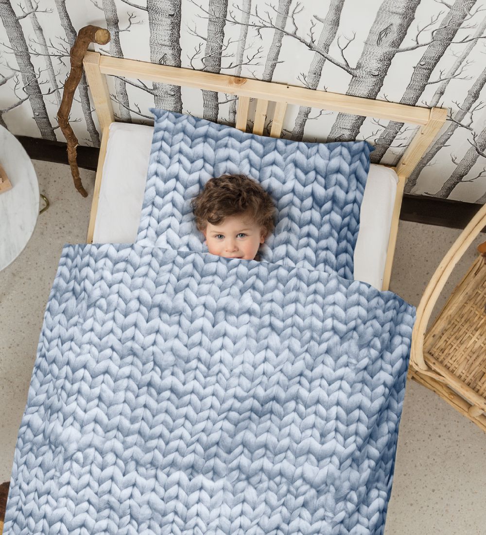 Snurk Duvet Cover - Junior - Blue Knitted Print