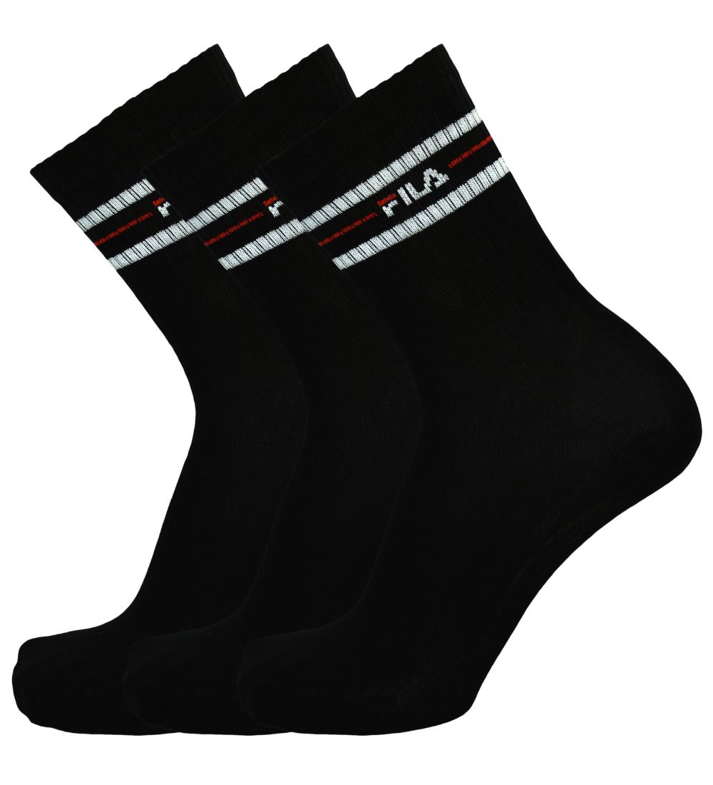 Fila Sports Socks - 3-Pack - Black w. Stripes