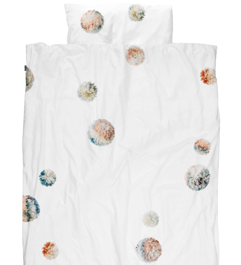 Snurk Duvet Cover - Adult - White w. Pompom Print