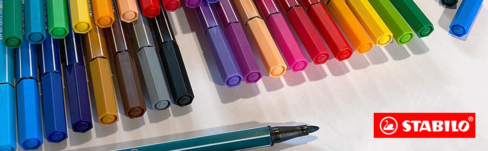 Stabilo markers, colouring pencils etc.