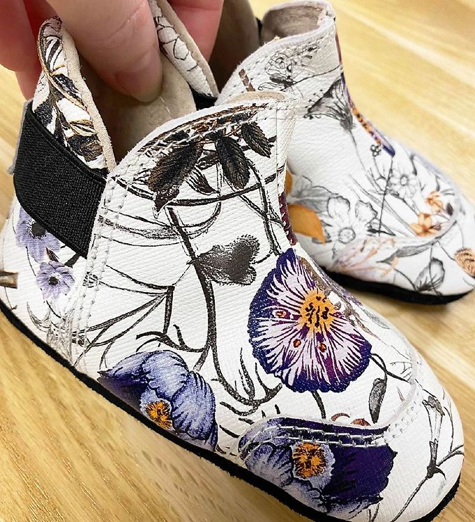Fuzzies Leren Slippers Sia Wit m. Bloemen Snelle Levering